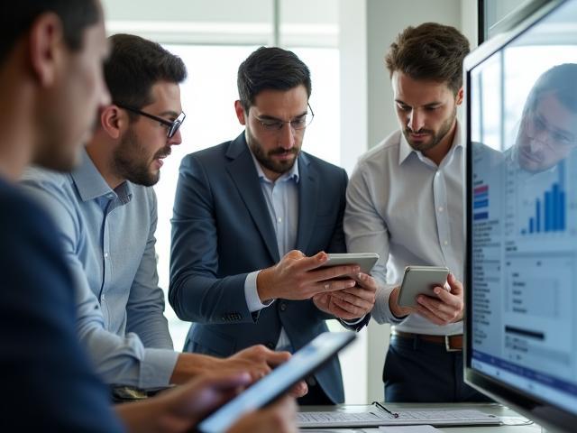 Professional HR training session with tablets